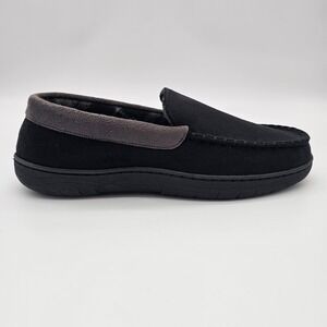 Haggar Men Slippers Memory Foam Moccasin Indoor Outdoor Comfort Black Size M 8-9